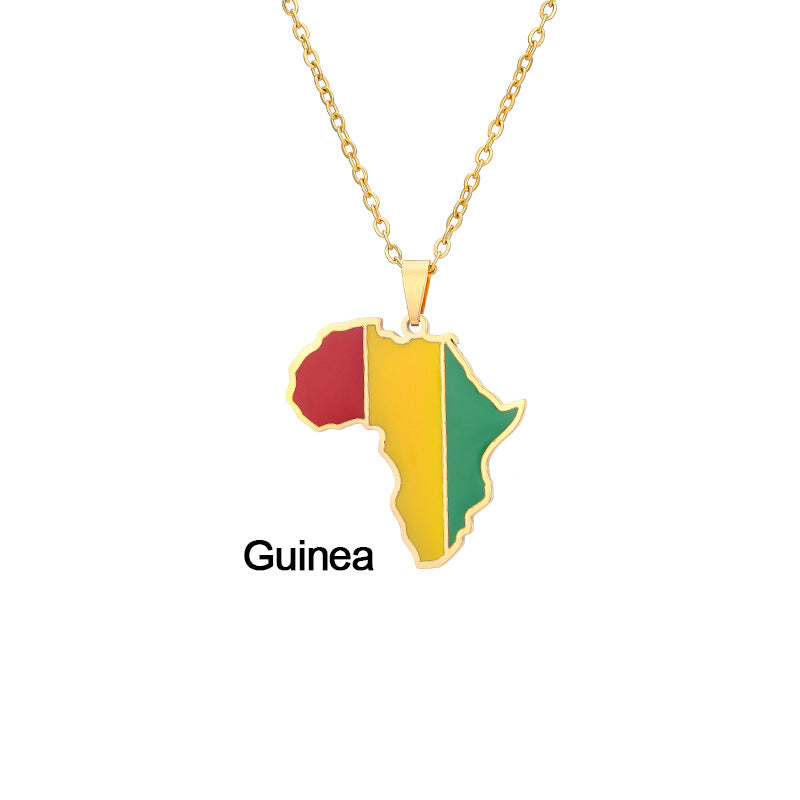 Fashion National Flag Stainless Steel Necklace Dripping Oil Stainless Steel Necklaces