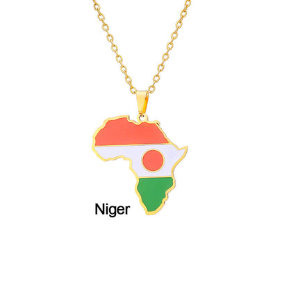 Fashion National Flag Stainless Steel Necklace Dripping Oil Stainless Steel Necklaces