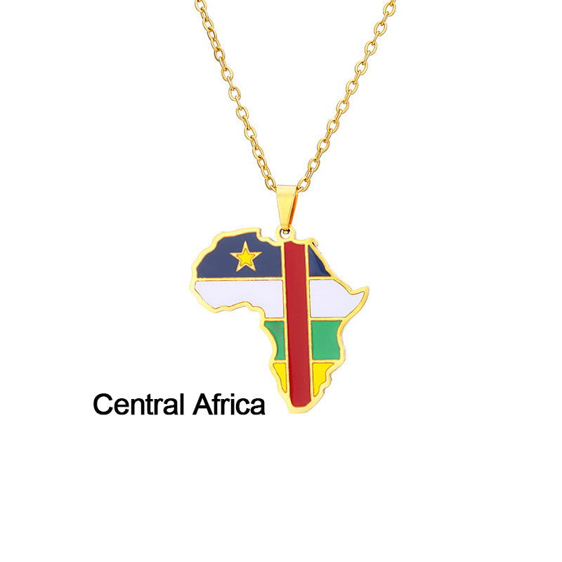 Fashion National Flag Stainless Steel Necklace Dripping Oil Stainless Steel Necklaces