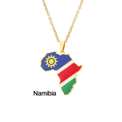 Fashion National Flag Stainless Steel Necklace Dripping Oil Stainless Steel Necklaces