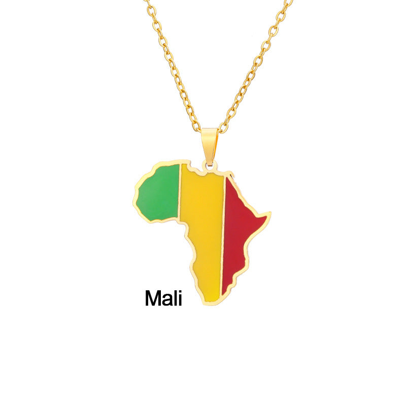 Fashion National Flag Stainless Steel Necklace Dripping Oil Stainless Steel Necklaces