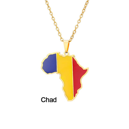 Fashion National Flag Stainless Steel Necklace Dripping Oil Stainless Steel Necklaces