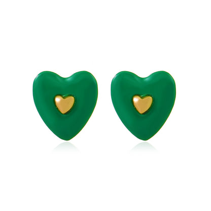 Fashion Heart Shape Alloy Metal No Inlaid Ear Studs