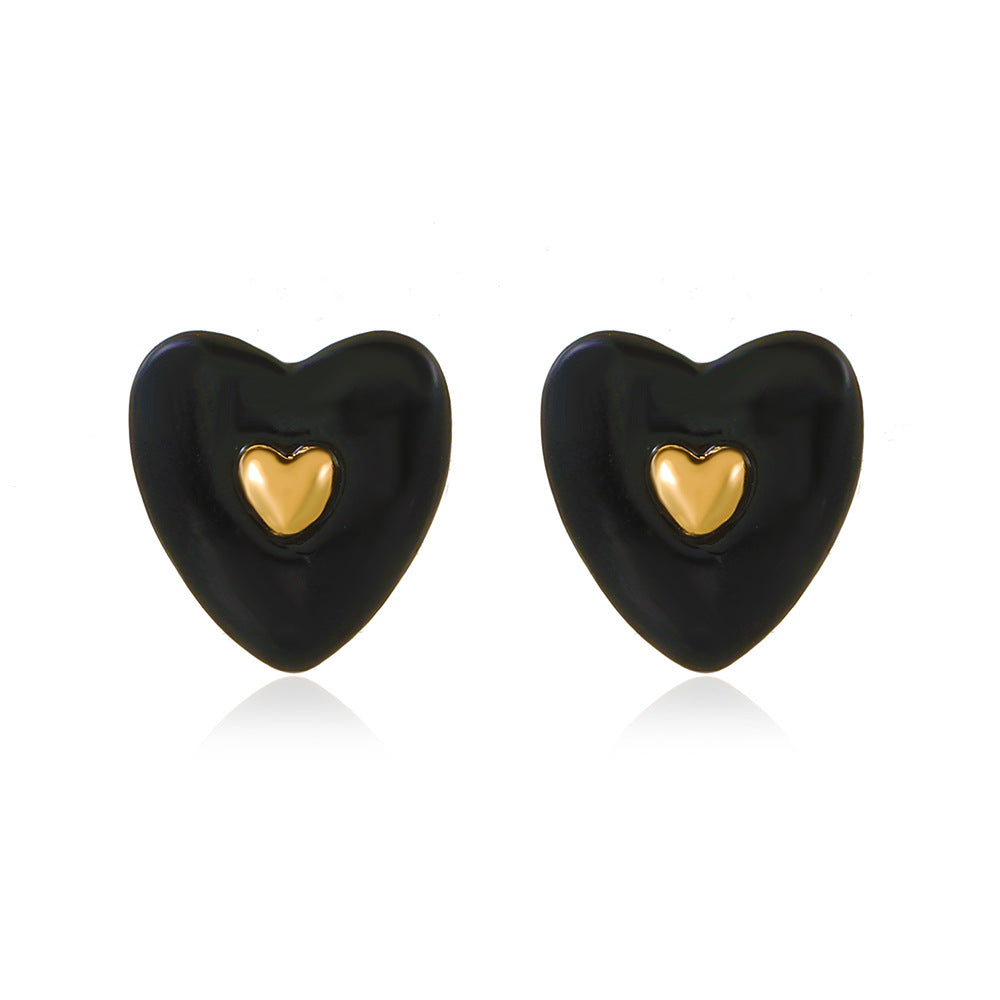 Fashion Heart Shape Alloy Metal No Inlaid Ear Studs