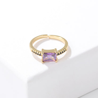 Fashion Geometric Copper Rings Plating Inlay Zircon Copper Rings