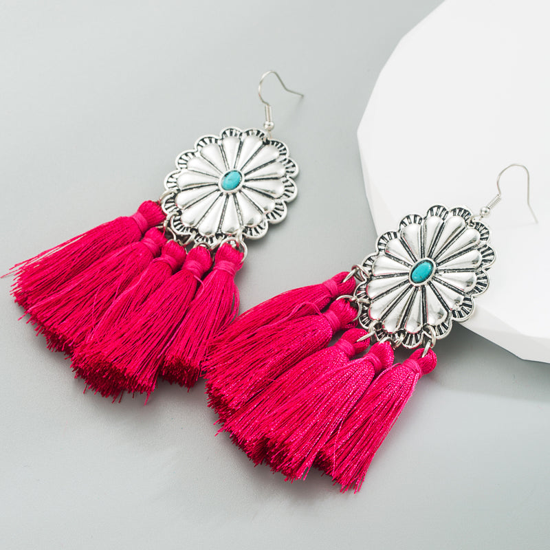 Fashion Tassel Alloy Tassel Turquoise Earrings 1 Pair