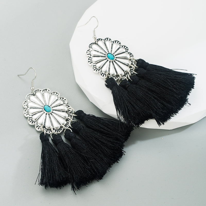 Fashion Tassel Alloy Tassel Turquoise Earrings 1 Pair