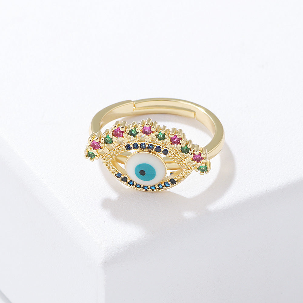 Novelty Eye Copper Open Ring Plating Inlaid Zircon Zircon Copper Rings