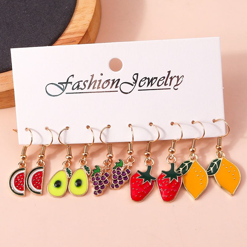 Cute Fruit Flower Alloy Plating Earrings