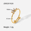 Fashion Geometric Floral Stainless Steel Plating Zircon Gold Plated Open Ring