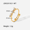 Fashion Geometric Floral Stainless Steel Plating Zircon Gold Plated Open Ring