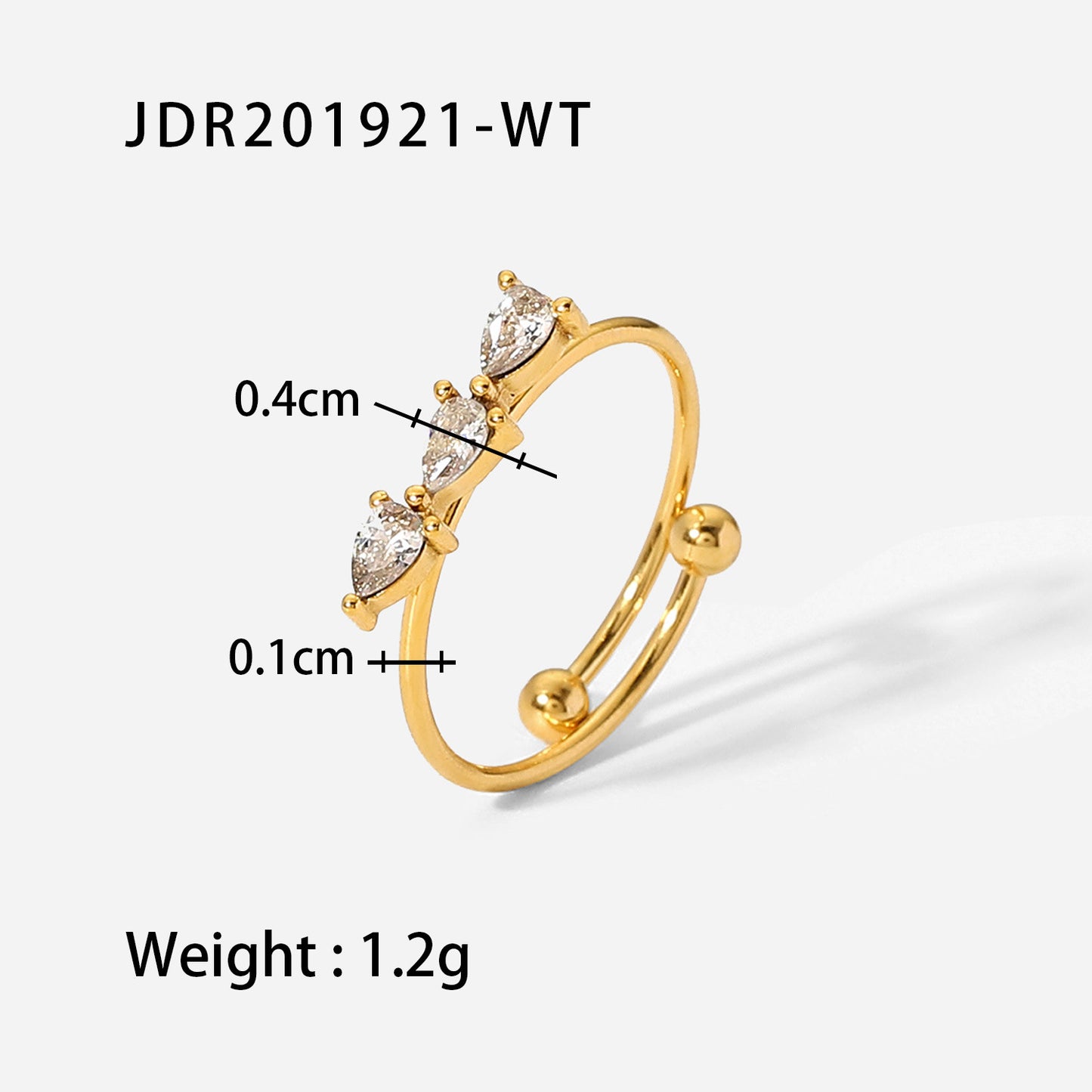 Fashion Geometric Floral Stainless Steel Plating Zircon Gold Plated Open Ring