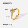 Fashion Geometric Floral Stainless Steel Plating Zircon Gold Plated Open Ring