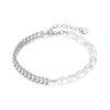 Sweet Geometric Stainless Steel Artificial Pearl Patchwork Zircon Bracelets