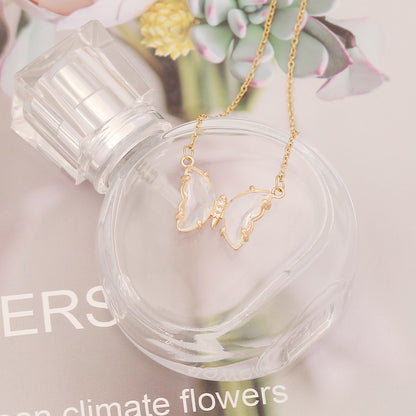 Sweet Butterfly Stainless Steel Necklace Plating Glass Stainless Steel Necklaces