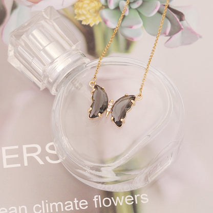 Sweet Butterfly Stainless Steel Necklace Plating Glass Stainless Steel Necklaces