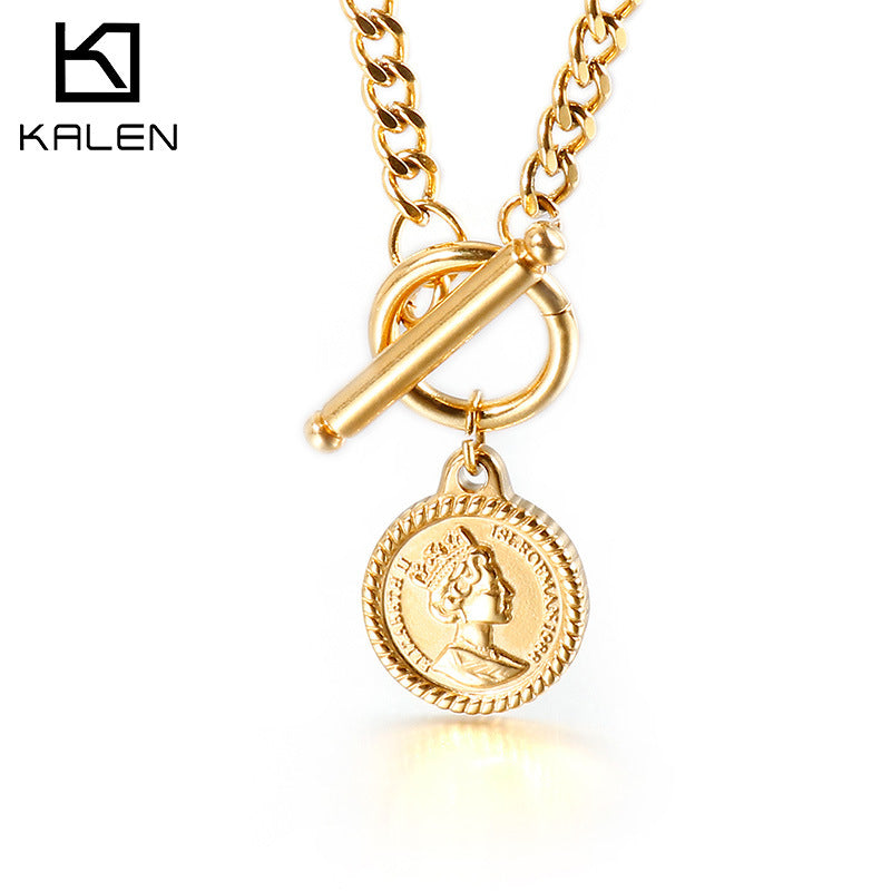 Wholesale Queen Coin Stainless Steel Necklace Gooddiy