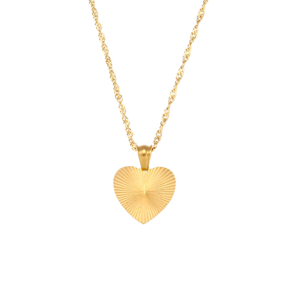 Retro Heart Shape Flower Stainless Steel Plating Gold Plated Pendant Necklace Earrings