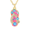 Cute Slippers Copper Pendant Necklace Zircon Copper Necklaces