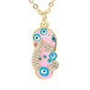 Cute Slippers Copper Pendant Necklace Zircon Copper Necklaces