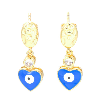 Fashion Heart Shape Eye Copper Earrings Plating Zircon Copper Earrings