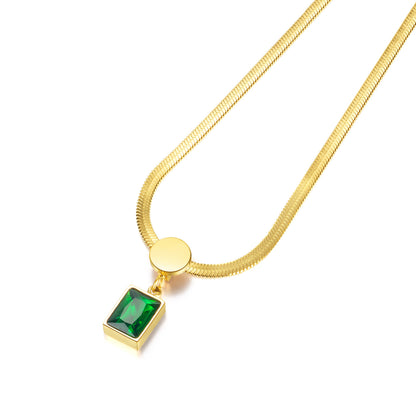 Elegant Square Stainless Steel Necklace Plating Zircon Stainless Steel Necklaces