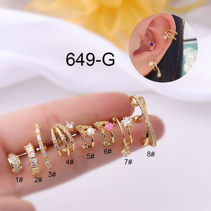 Fashion Geometric Plating Inlay Copper Zircon Ear Studs