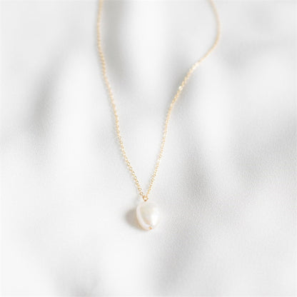 Simple Style Irregular Freshwater Pearl Brass Plating 14k Gold Plated Pendant Necklace