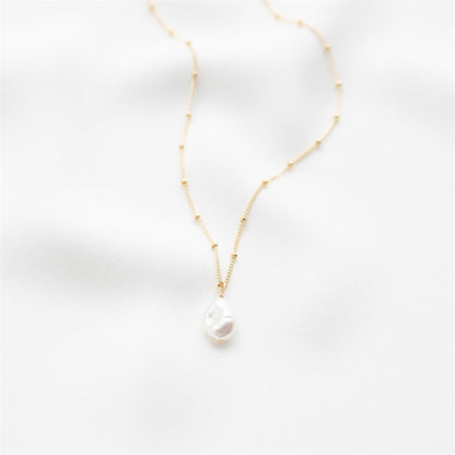 Simple Style Irregular Freshwater Pearl Brass Plating 14k Gold Plated Pendant Necklace