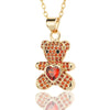 Fashion Bear Copper Inlay Rhinestones Pendant Necklace 1 Piece