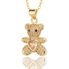 Fashion Bear Copper Inlay Rhinestones Pendant Necklace 1 Piece