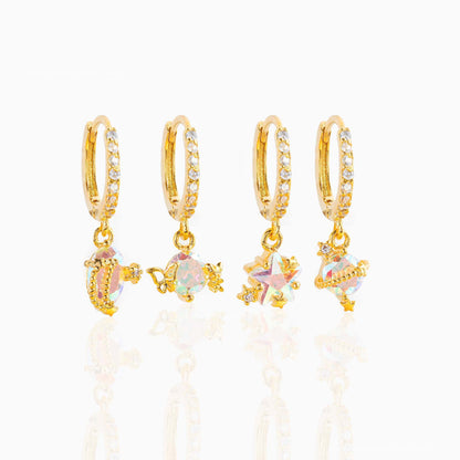 1 Set Lady Star Copper Plating Zircon Earrings