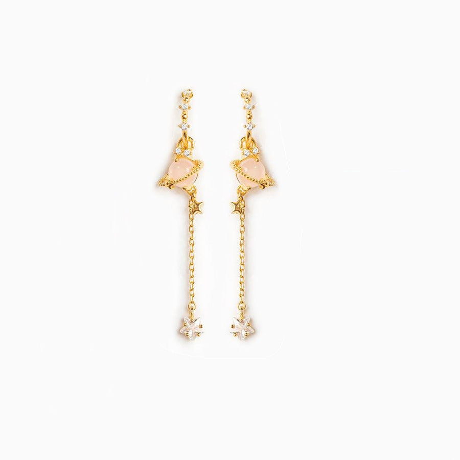 Sweet Star Tassel Brass Earrings Plating Zircon Copper Earrings