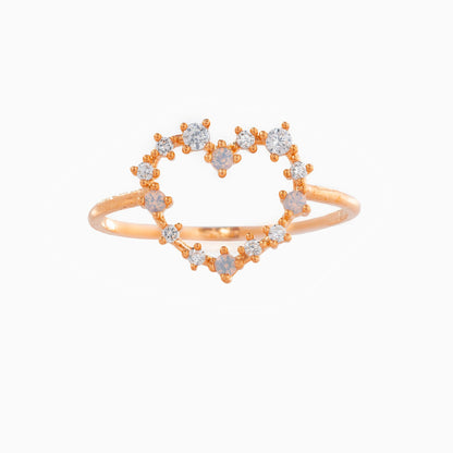 Fashion Heart Shape Brass Rings Plating Artificial Rhinestones Copper Rings