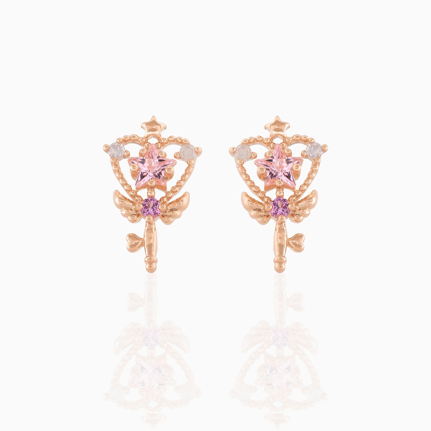 Simple Style Star Brass Ear Studs Plating Copper Earrings