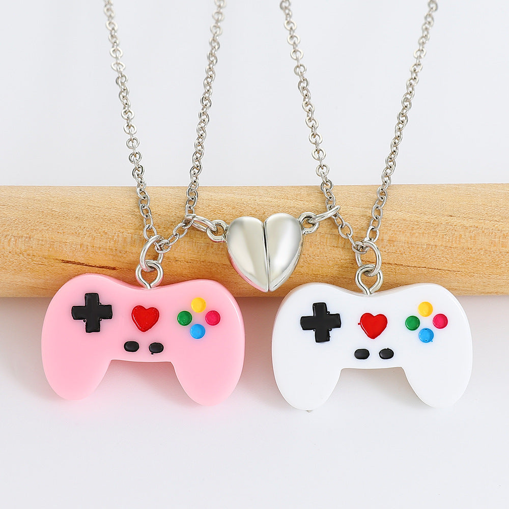 Funny Game Console Resin Plating Pendant Necklace 2 Piece Set