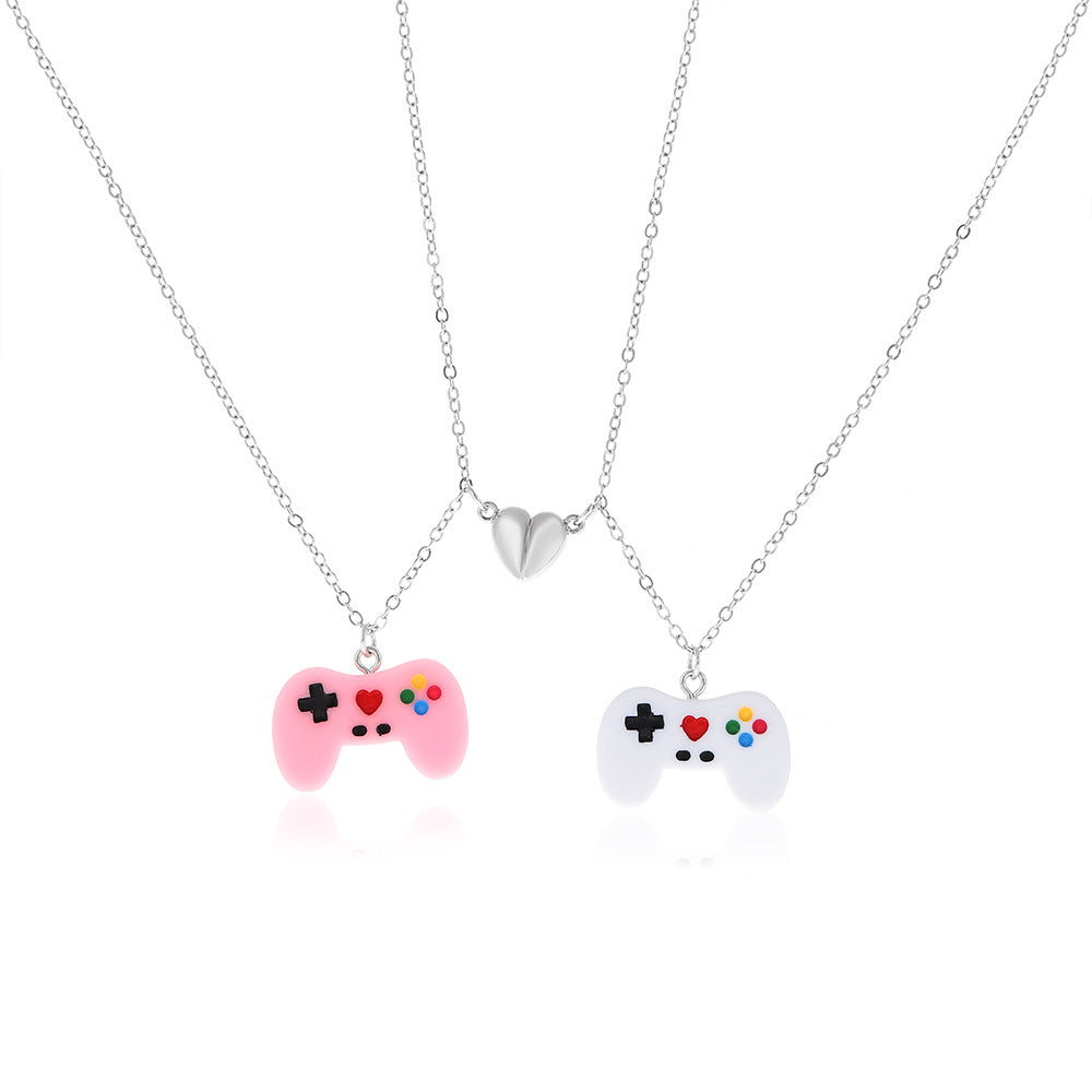 Funny Game Console Resin Plating Pendant Necklace 2 Piece Set