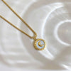 Retro Round Moon Stainless Steel Plating Necklace