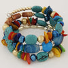 Ethnic Style Irregular Synthetic Resin Beaded Layered Bangle 1 Set