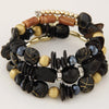 Ethnic Style Irregular Synthetic Resin Beaded Layered Bangle 1 Set