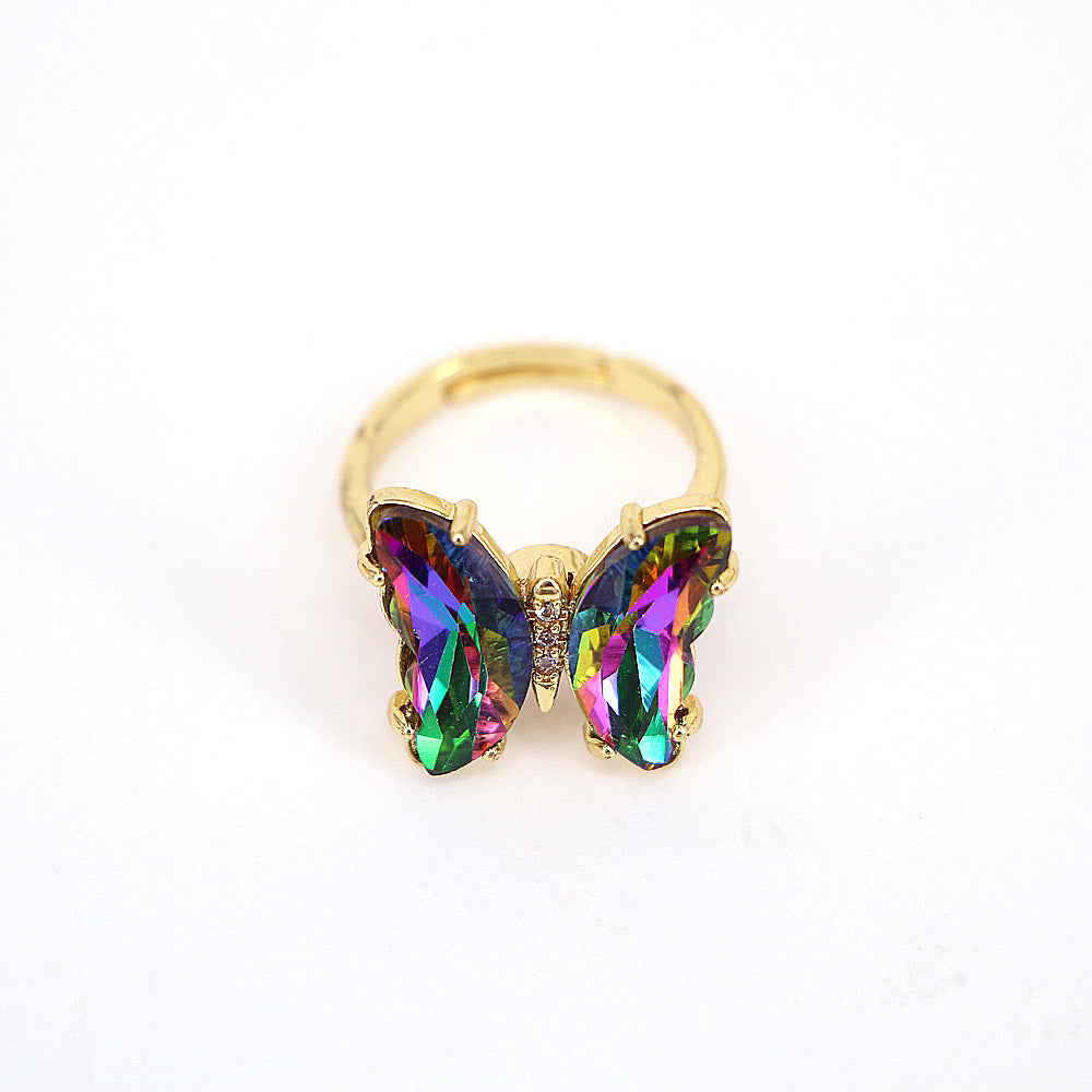 Fashion Butterfly Copper Open Ring Inlay Zircon Copper Rings