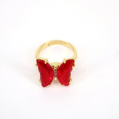 Fashion Butterfly Copper Open Ring Inlay Zircon Copper Rings