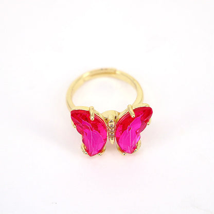 Fashion Butterfly Copper Open Ring Inlay Zircon Copper Rings