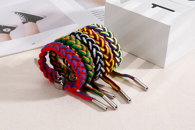 1 Piece Simple Style Letter Color Block Rope Titanium Steel Polishing Couple Bracelets