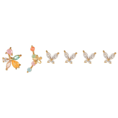 Fashion Butterfly Brass Gem Ear Studs In Bulk