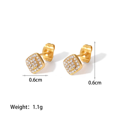 Fashion Geometric Stainless Steel Ear Studs Plating Zircon Stainless Steel Earrings