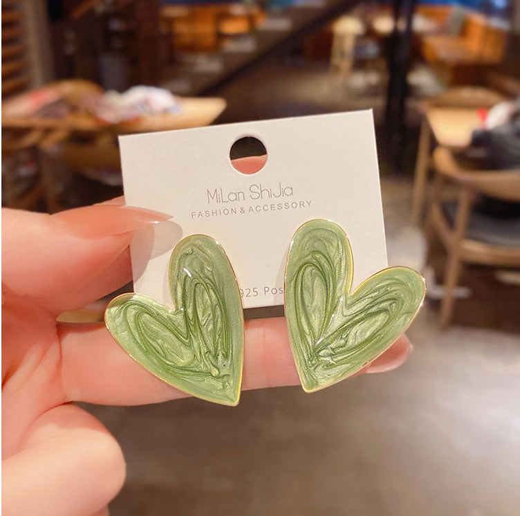 Sweet Heart Shape Alloy Ear Studs 1 Set