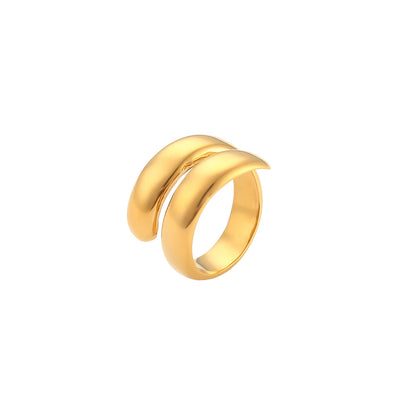 Fashion Geometric Stainless Steel Gold Plated Open Ring