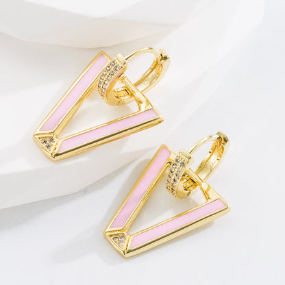 Fashion Geometric Copper Stoving Varnish Zircon Drop Earrings 1 Pair