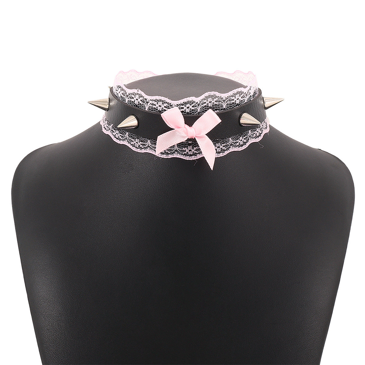 Punk Geometric Bow Knot Pu Lace Choker 1 Piece